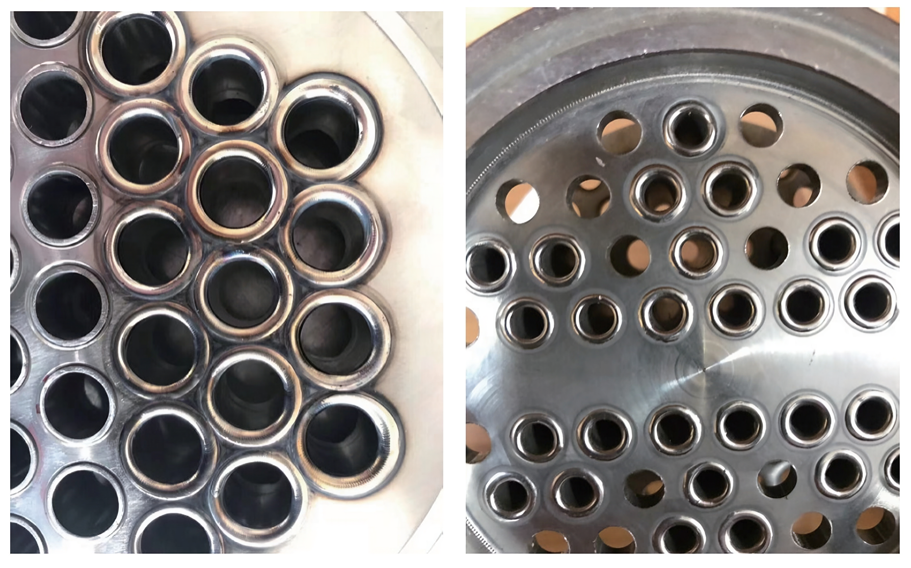PT80 welding head performing automated tube-to-tubesheet joints on a heavy-duty industrial heat exchanger.