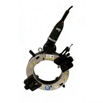 FYID heavy-duty split frame clamshell pipe cutting and beveling machine for on-site industrial pipeline maintenance.